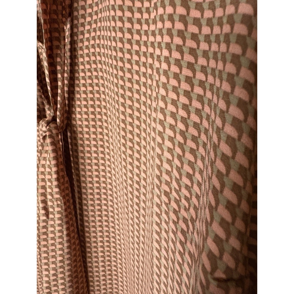 ADRIANNA PAPELL pink Blouse Top Geometric pattern v-neck bow size 2X long sleeve - Picture 5 of 9